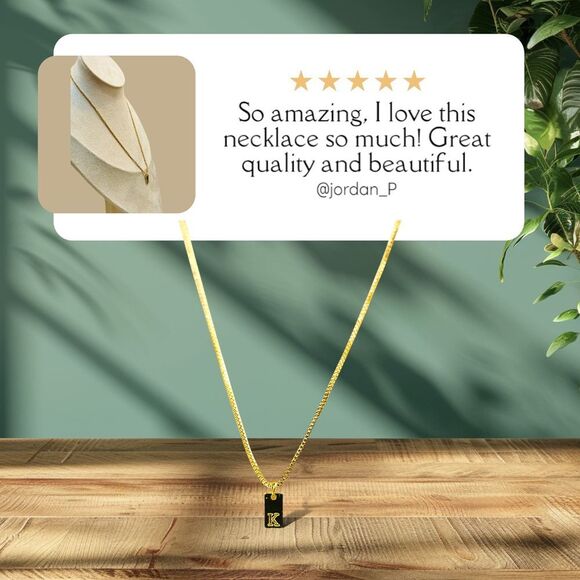 Gold-Plated Initial Bar Pendant Necklace 14k Over‎ stainless steel - Picture 1 of 16